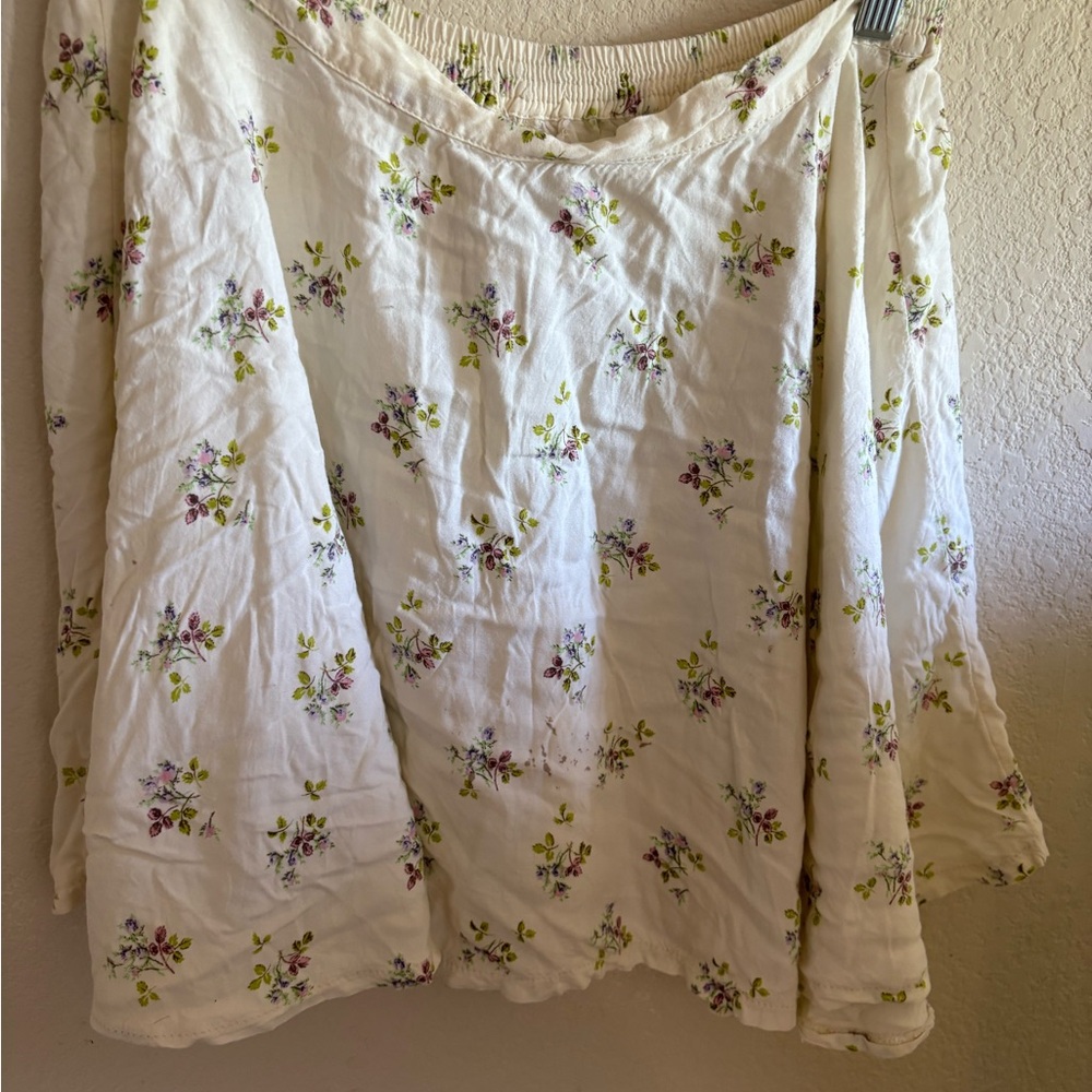 Denim & Supply Ralph Lauren White and Purple Smocked Midi Skirt